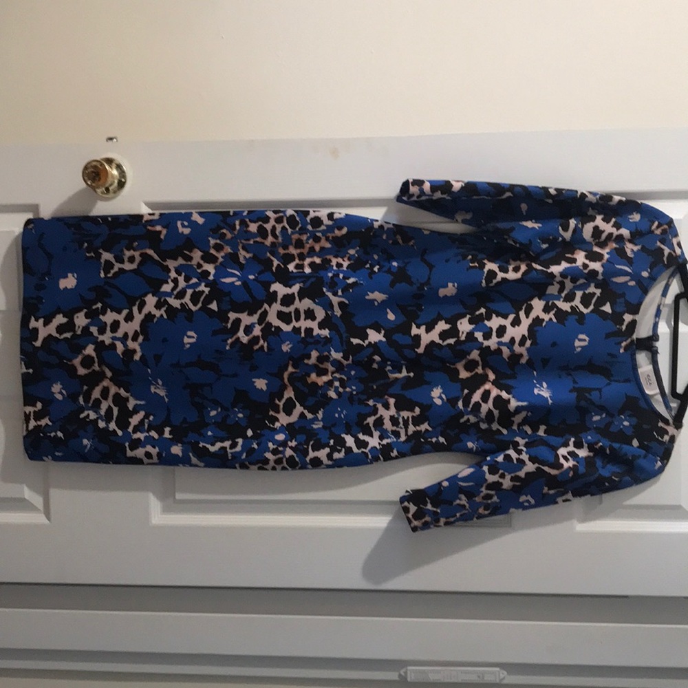 Printed, long sleeve scuba knee length dress